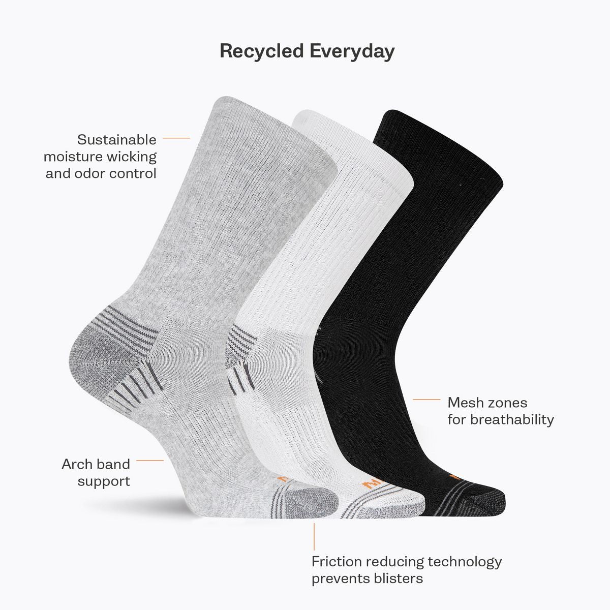 Merrell Signature Recycled Everyday Crew Sock 3 Pack - Socks